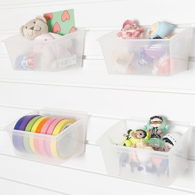 BFPeaky 4-PC Slatwall Bins, Slatwall Accessory, Slatwall Shelves, Hanging Slatwall Basket, Size 5.7'' x 3.4'' x 4.4'', Hold Small Items (PPE Recyclable Material) - Image 1